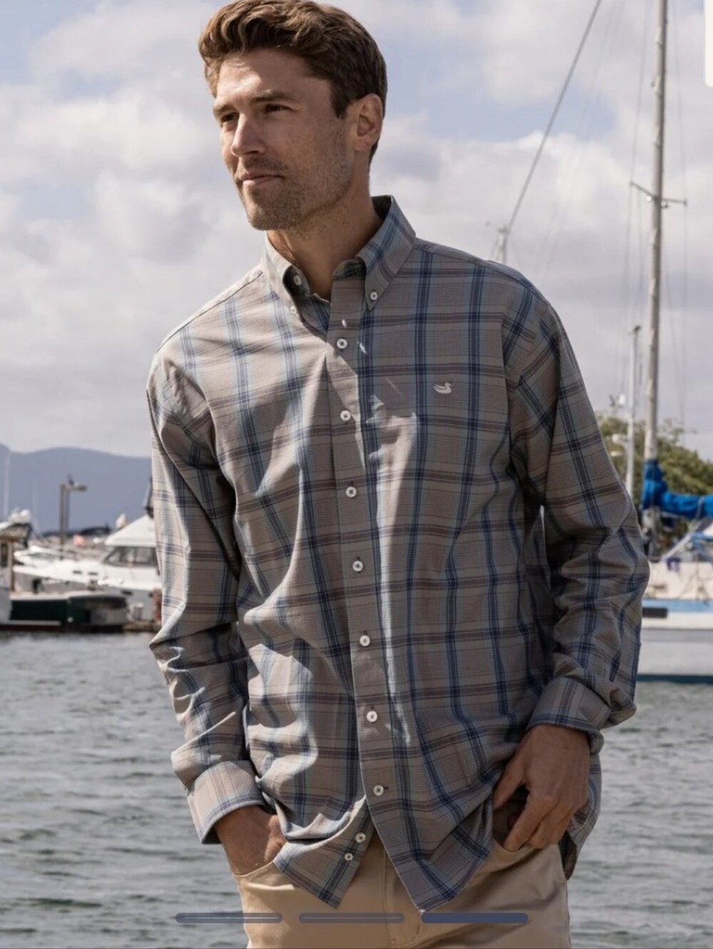 Southern Marsh Townsend Lattice Performance Button Down LS Shirt